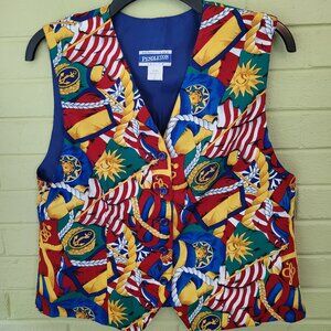 Pendleton Vest Button Up Nautical Theme Rayon Petite Women’s Size 10 Fashion A2